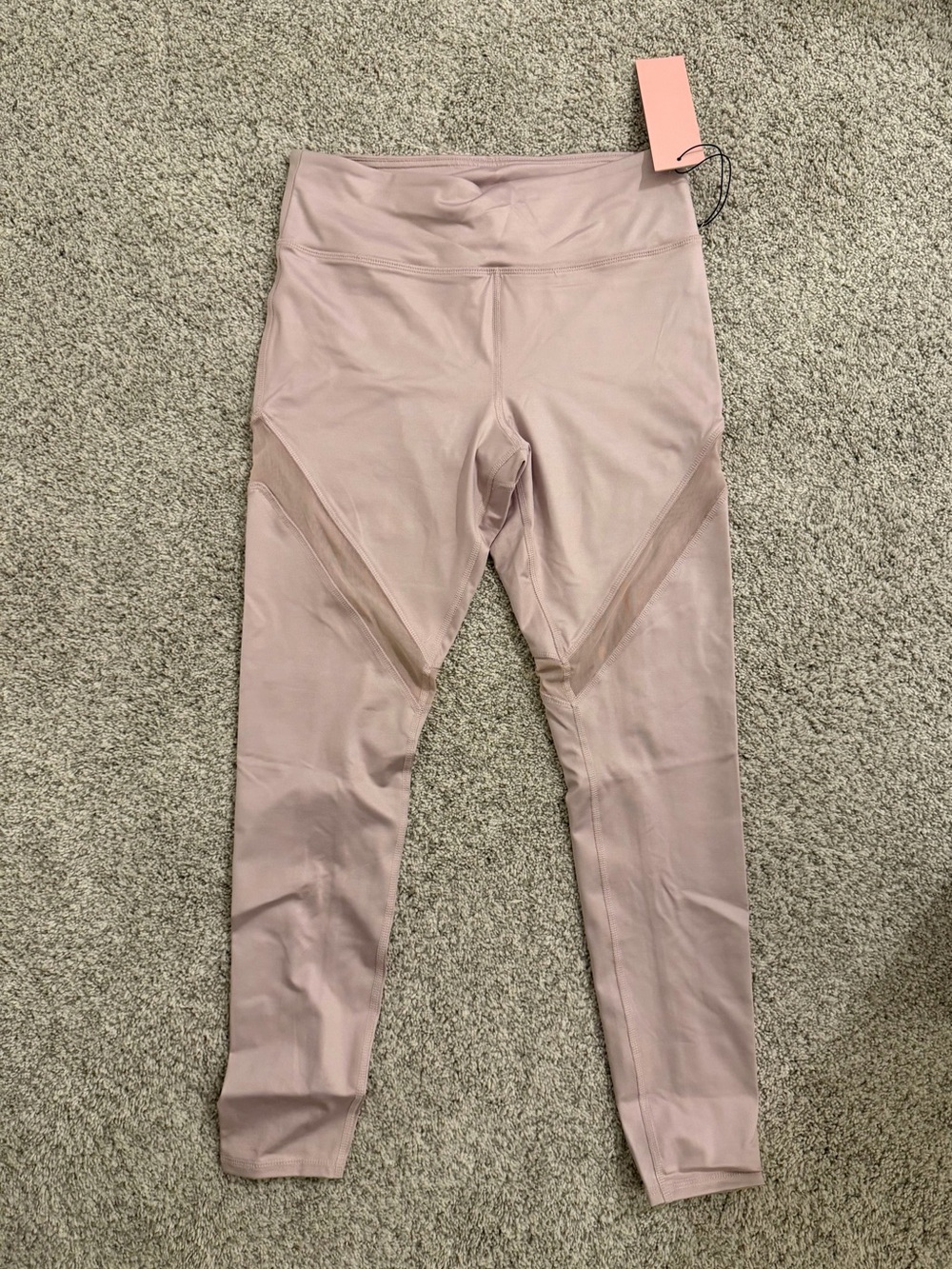 Mauve Leggings with Mesh Cutouts